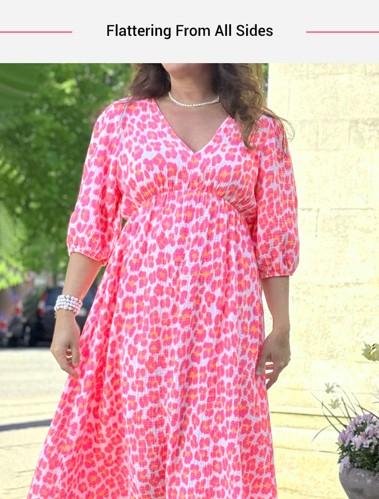 🎨New Arrival 50% Off💥Women's V-Neck Printed Dress – Brushstrokes of Summer🌺