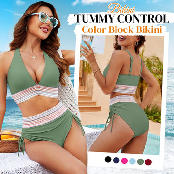 🔥Hot Sale 49% OFF💥👙Tummy Control Color Block Bikini Set