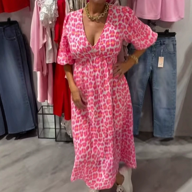 🎨New Arrival 50% Off💥Women's V-Neck Printed Dress – Brushstrokes of Summer🌺