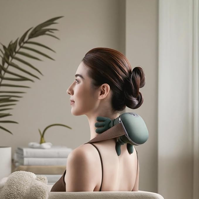 ZoserX - Bionic Heated Massager, Portable Shiatsu Neck and Back Massager, Electric Deep Tissue 4D Kneading Massage, Simulated Human Hand Design for Pain Relief and Muscle Relax