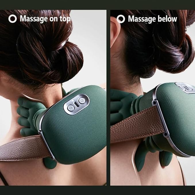 ZoserX - Bionic Heated Massager, Portable Shiatsu Neck and Back Massager, Electric Deep Tissue 4D Kneading Massage, Simulated Human Hand Design for Pain Relief and Muscle Relax