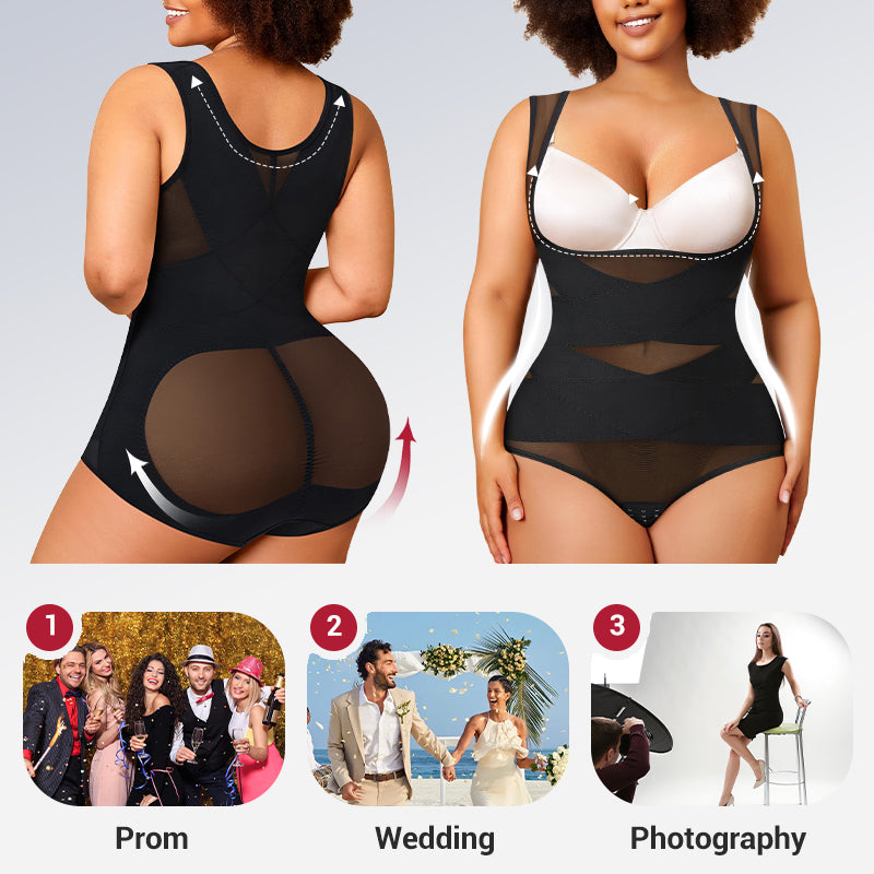⏳Limited Time 49% Off!💃3-in-1 Women's Lightweight Mesh Yoga Bodysuit Shaper