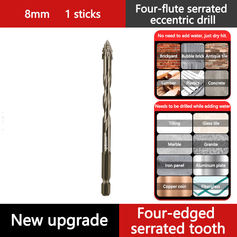 🔥Upgraded Eccentric Four-Flute Drill Bit for Ceramic. Glass. Marble. and Metal