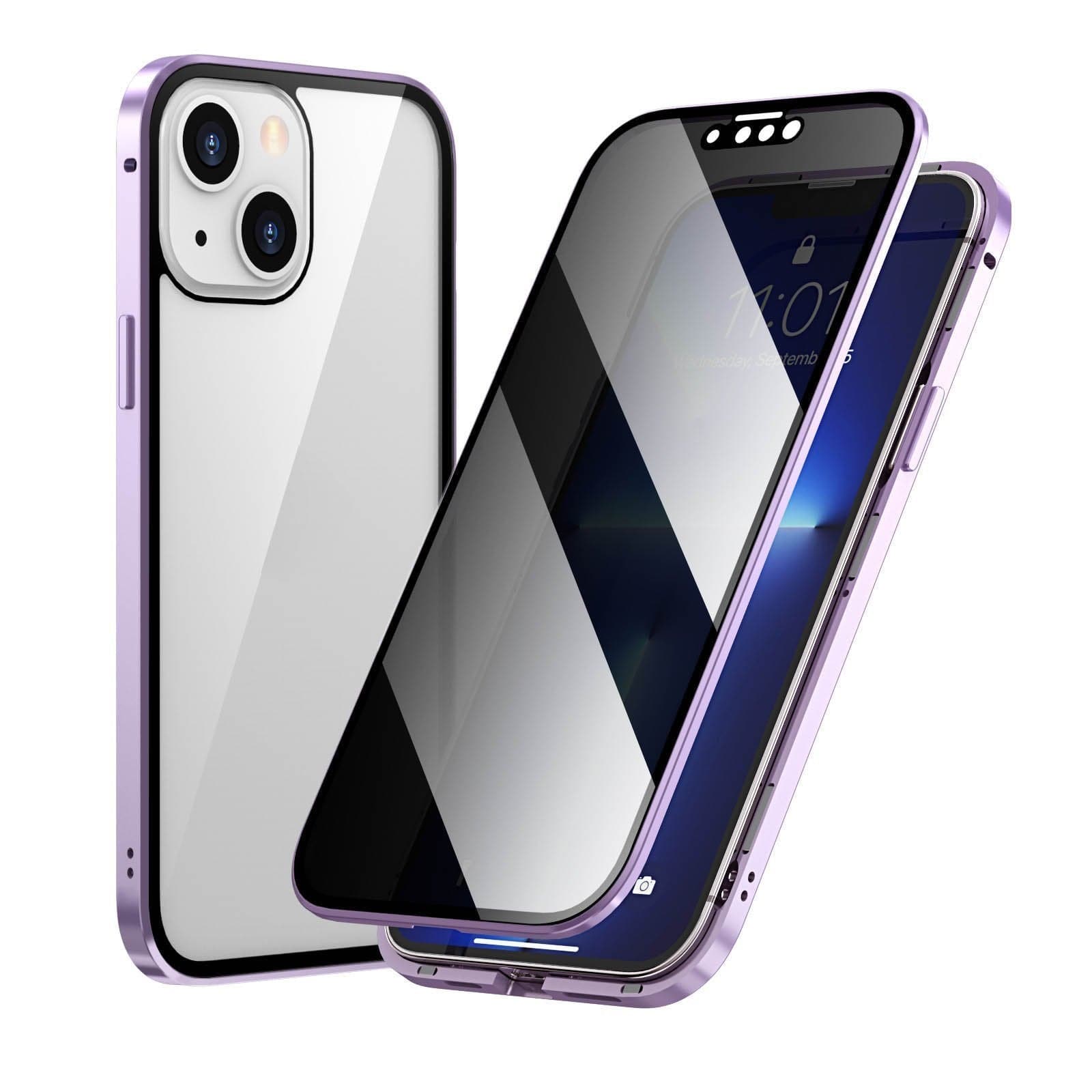 Magnetic iPhone case with privacy glass and metal