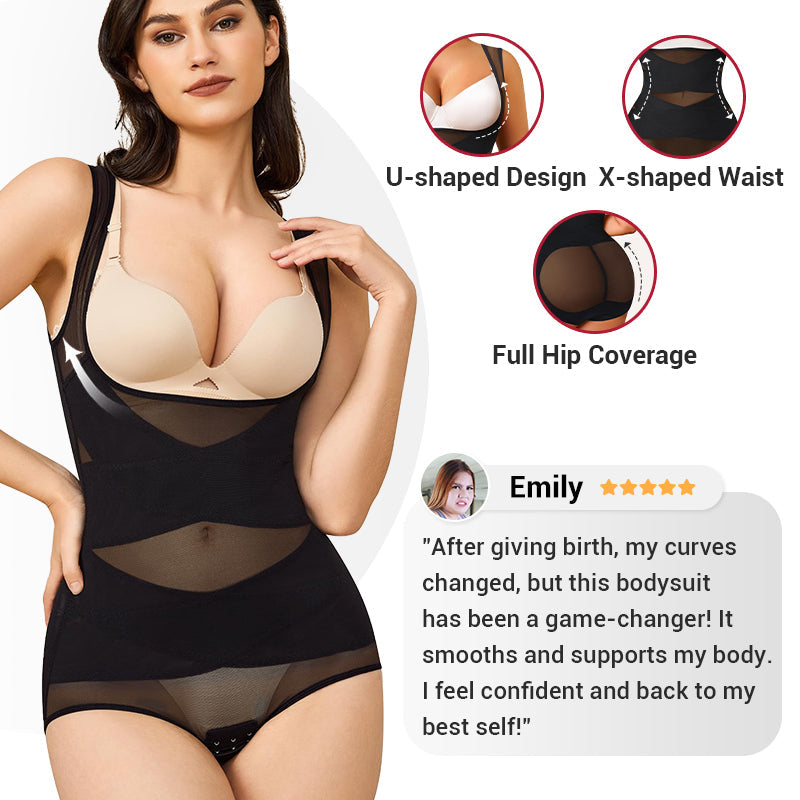⏳Limited Time 49% Off!💃3-in-1 Women's Lightweight Mesh Yoga Bodysuit Shaper
