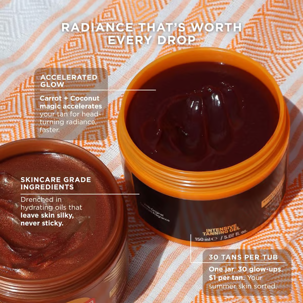 Gold Shimmer Intensive Tanning Gel ~ Sun-kissed glow with hydrating shine in every drop