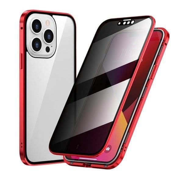 Magnetic iPhone case with privacy glass and metal