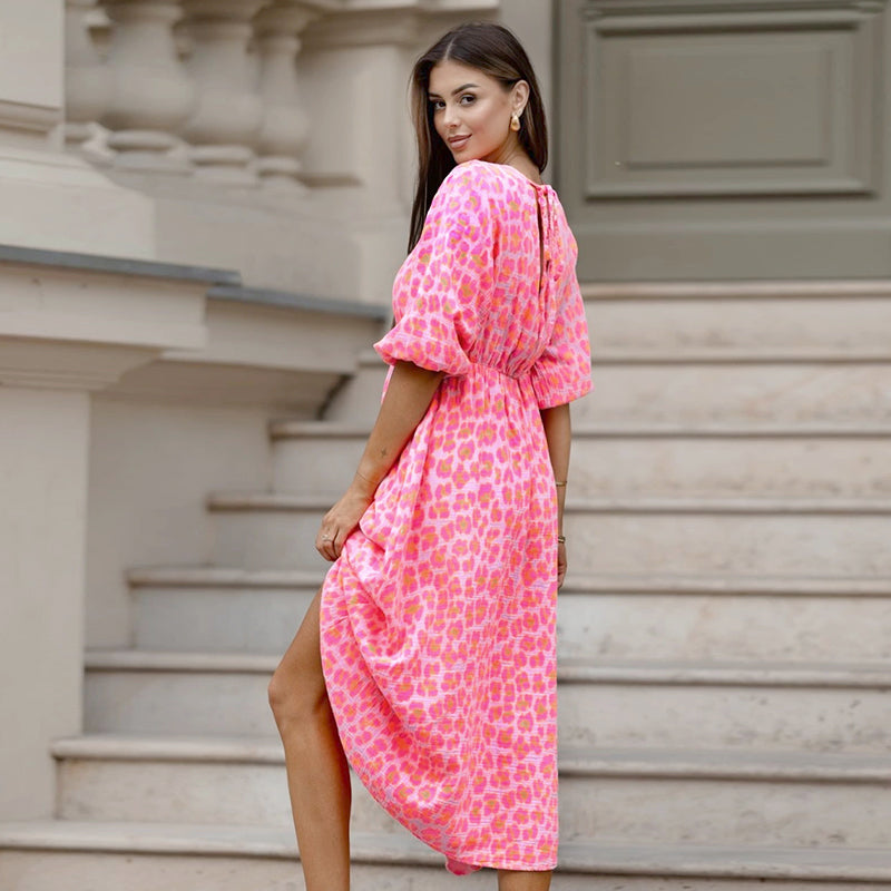 🎨New Arrival 50% Off💥Women's V-Neck Printed Dress – Brushstrokes of Summer🌺