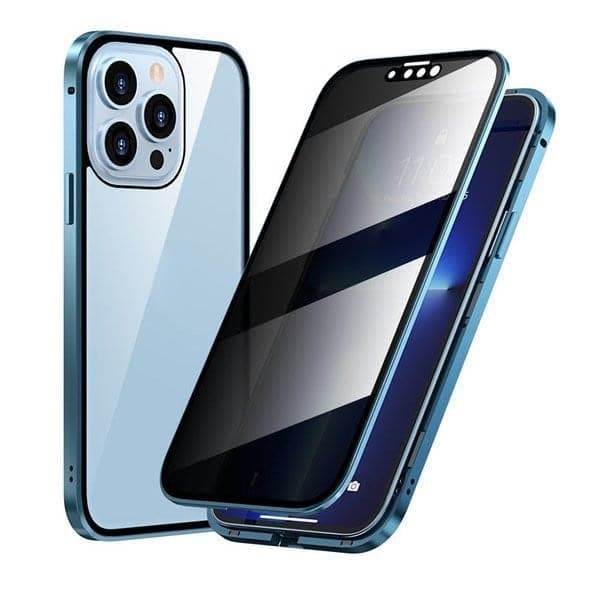 Magnetic iPhone case with privacy glass and metal