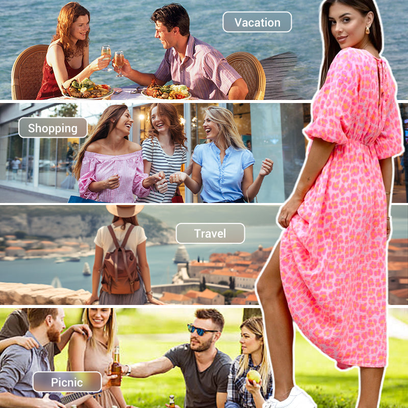 🎨New Arrival 50% Off💥Women's V-Neck Printed Dress – Brushstrokes of Summer🌺