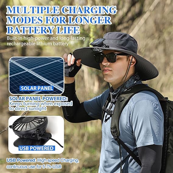 2025 New Ultralight Solar Fan Sun Hat
