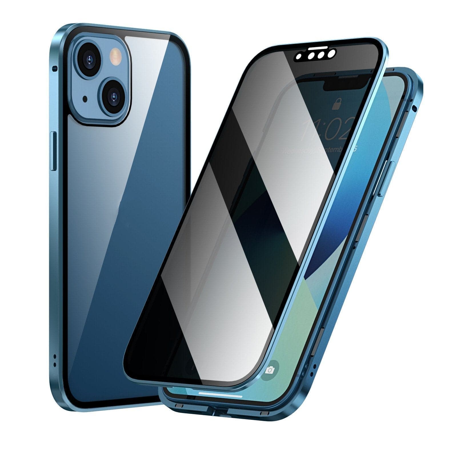 Magnetic iPhone case with privacy glass and metal