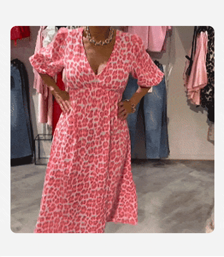 🎨New Arrival 50% Off💥Women's V-Neck Printed Dress – Brushstrokes of Summer🌺