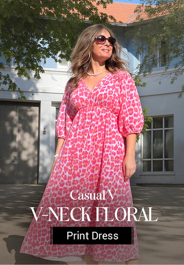 🎨New Arrival 50% Off💥Women's V-Neck Printed Dress – Brushstrokes of Summer🌺