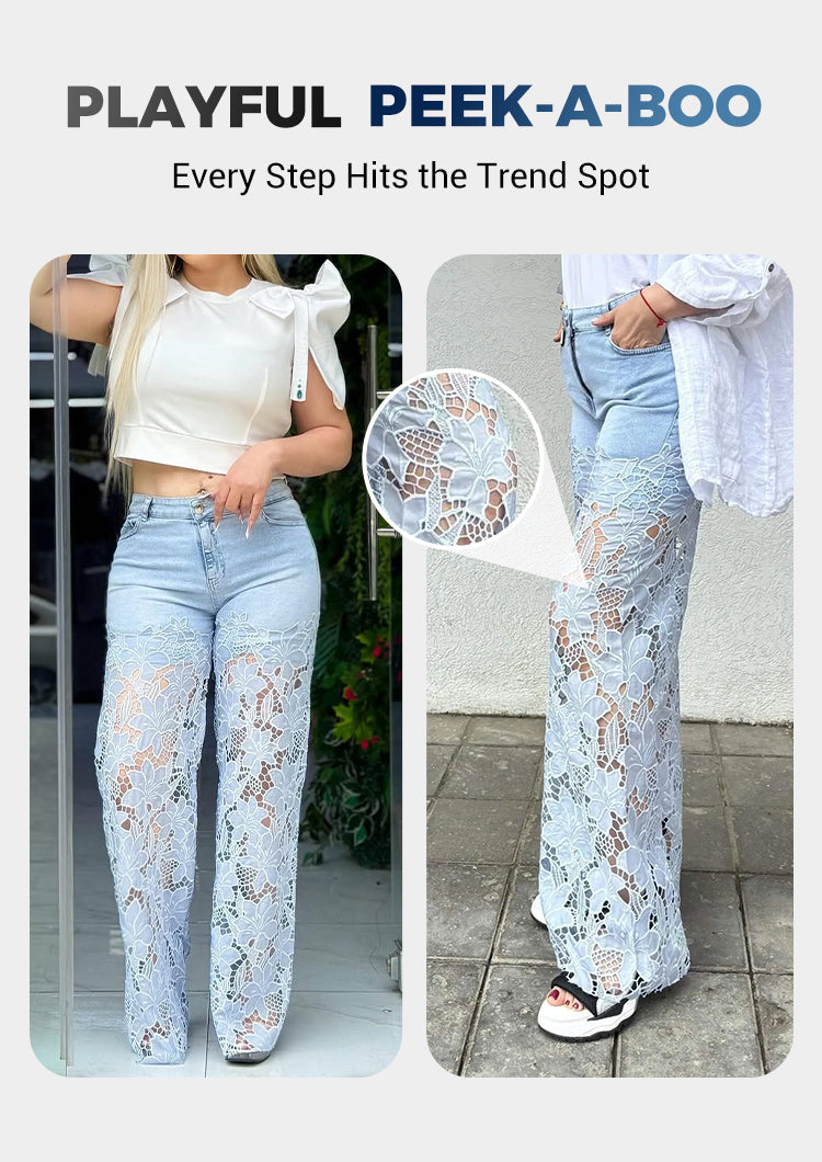 ⏰Time-limited Special-50% OFF💕👖Fashion Lace Patchwork Denim Jeans