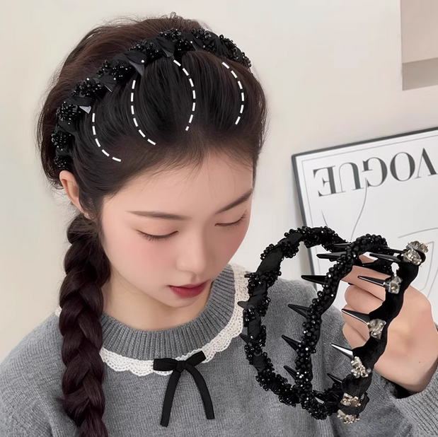 ✨Buy 1 Get 1 Free✨Pretty Black Beaded Everyday Headband