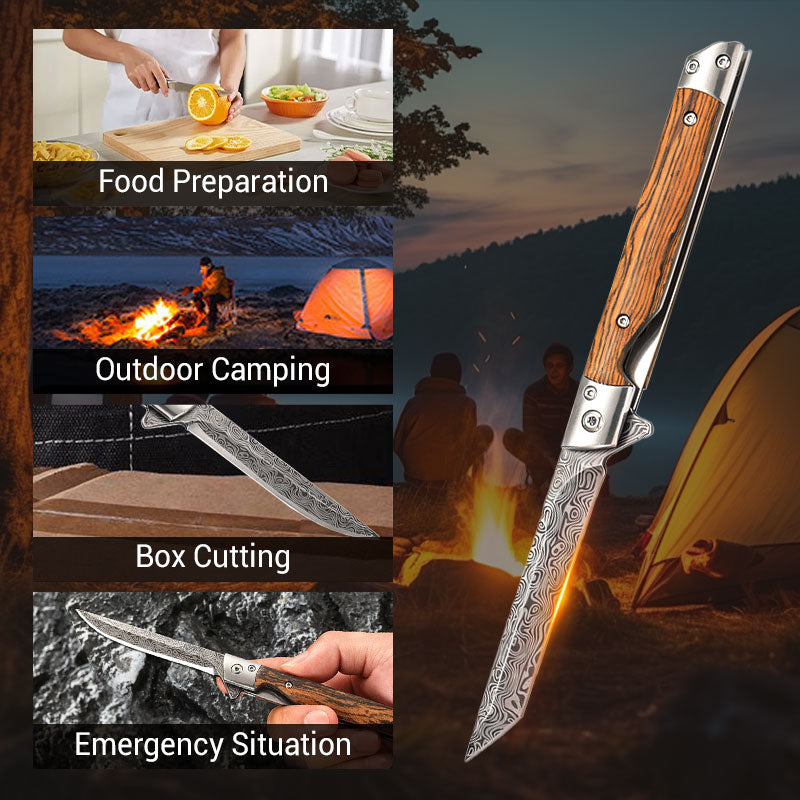 🔥Big Sale 50% OFF🔥🗡️Folding knife with wooden handle for work. hiking & camping⛺