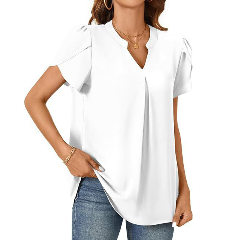 💖EXCELLENT SALE 50% 💖Women's V-neck short sleeve solid color top