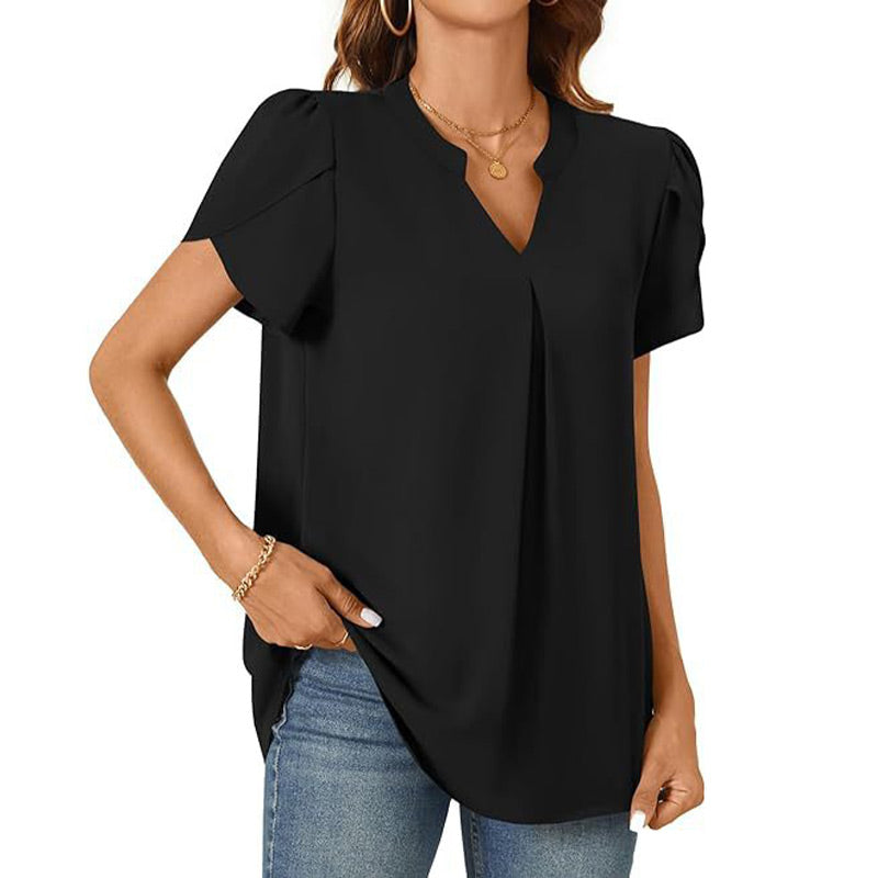 💖EXCELLENT SALE 50% 💖Women's V-neck short sleeve solid color top