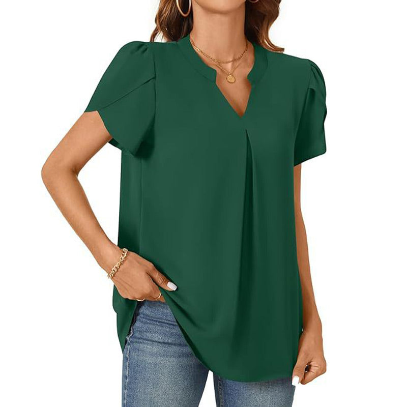 💖EXCELLENT SALE 50% 💖Women's V-neck short sleeve solid color top