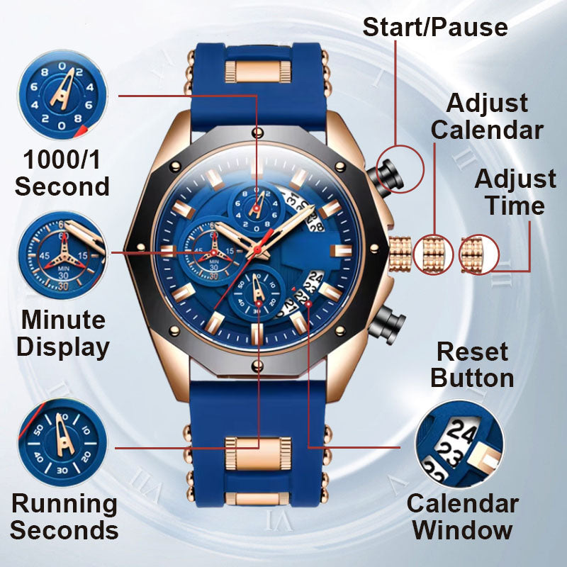Large Dial Calendar Quartz Business Watch