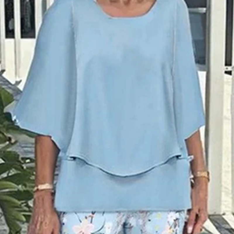 Women's Printed Pants and Crew Neck Top Set