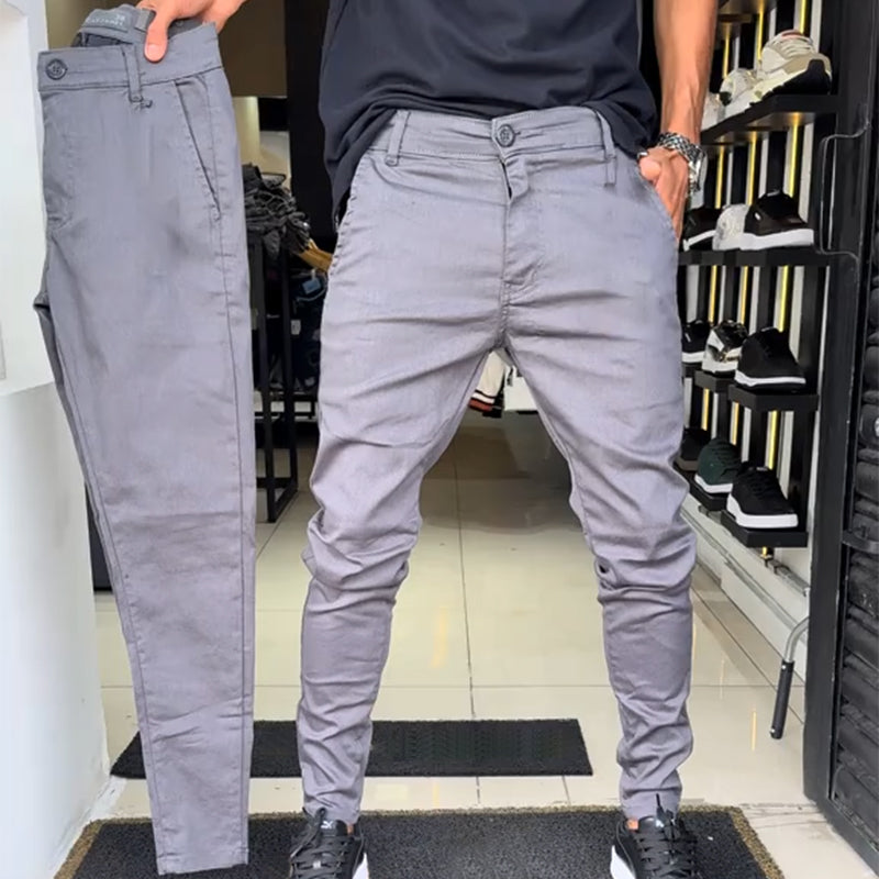 Men's Slim-Fit Casual Solid Color Pants