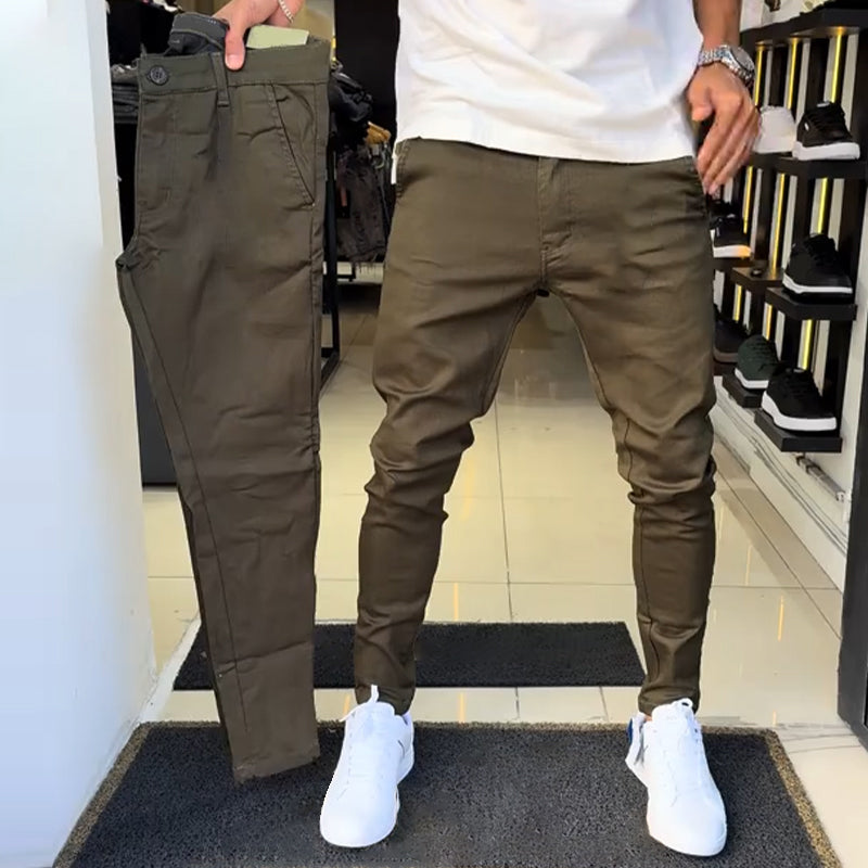 Men's Slim-Fit Casual Solid Color Pants