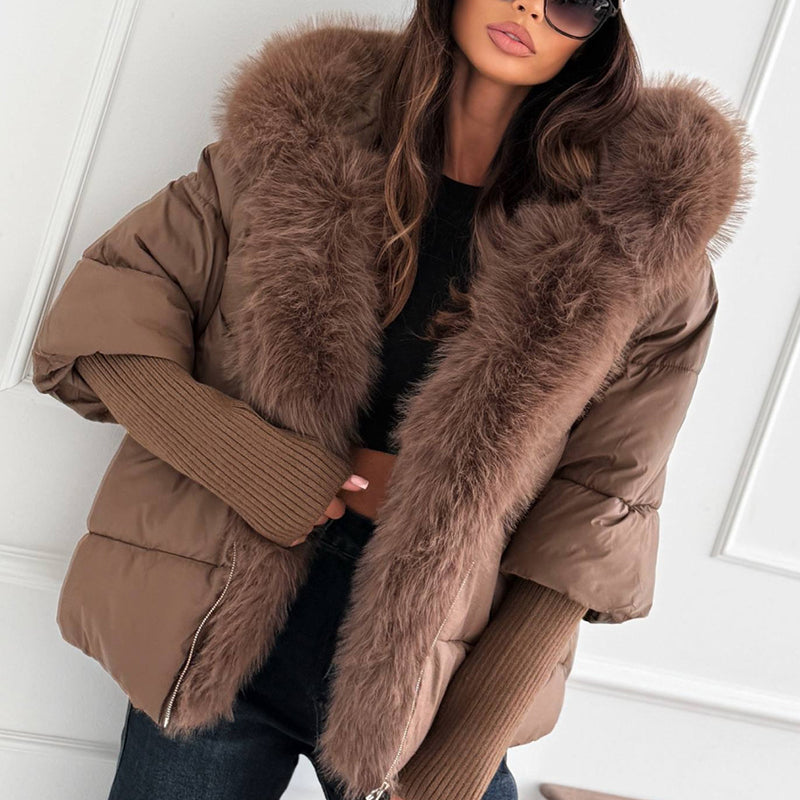Women's Fashion Faux Fur Trim Puffer Jacket