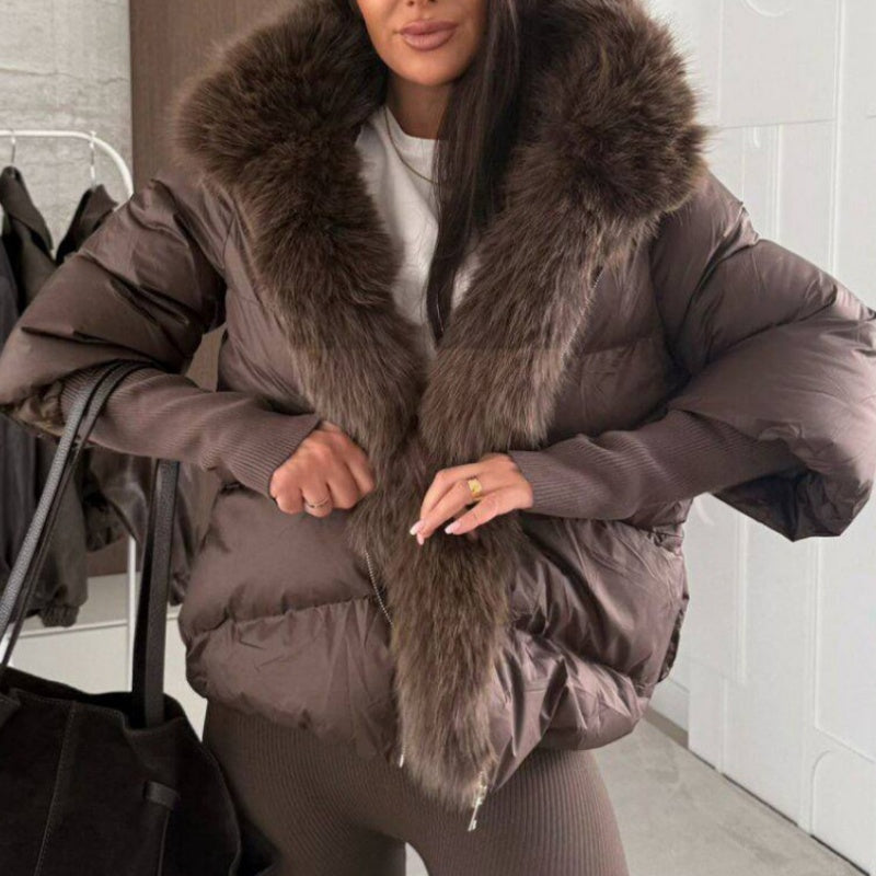 Women's Fashion Faux Fur Trim Puffer Jacket