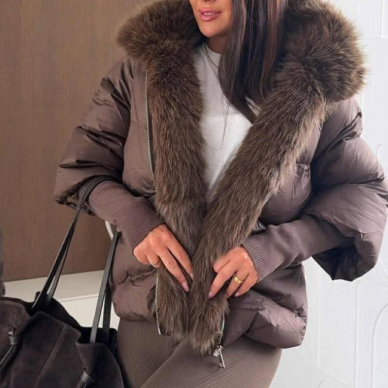 Women's Fashion Faux Fur Trim Puffer Jacket