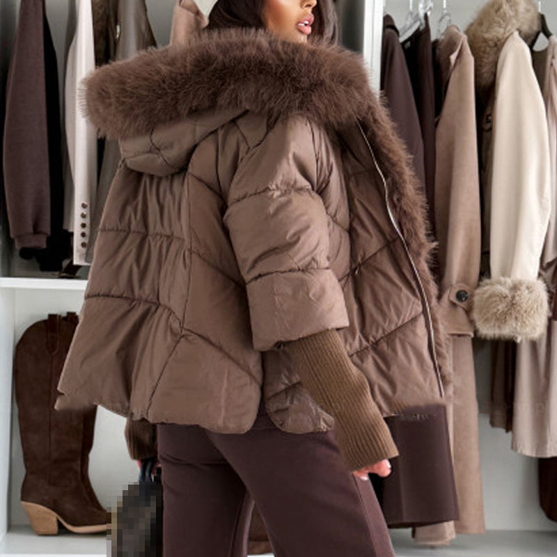 Women's Fashion Faux Fur Trim Puffer Jacket