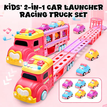 Kids' 2-in-1 Car Launcher Racing Truck Set