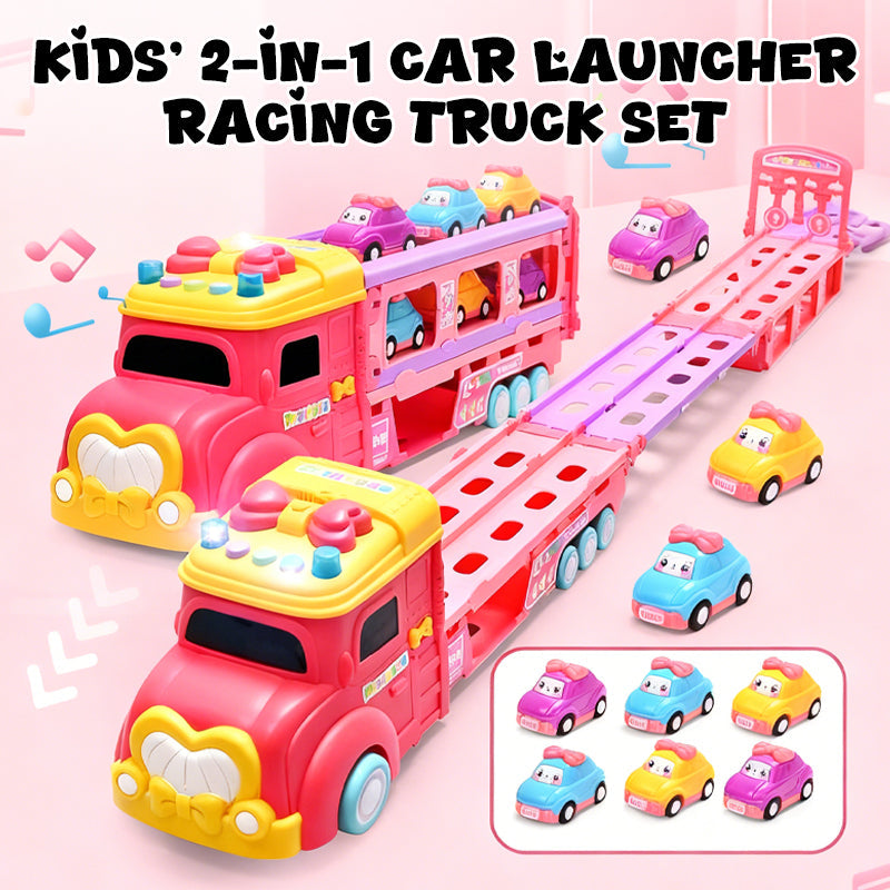 Kids' 2-in-1 Car Launcher Racing Truck Set