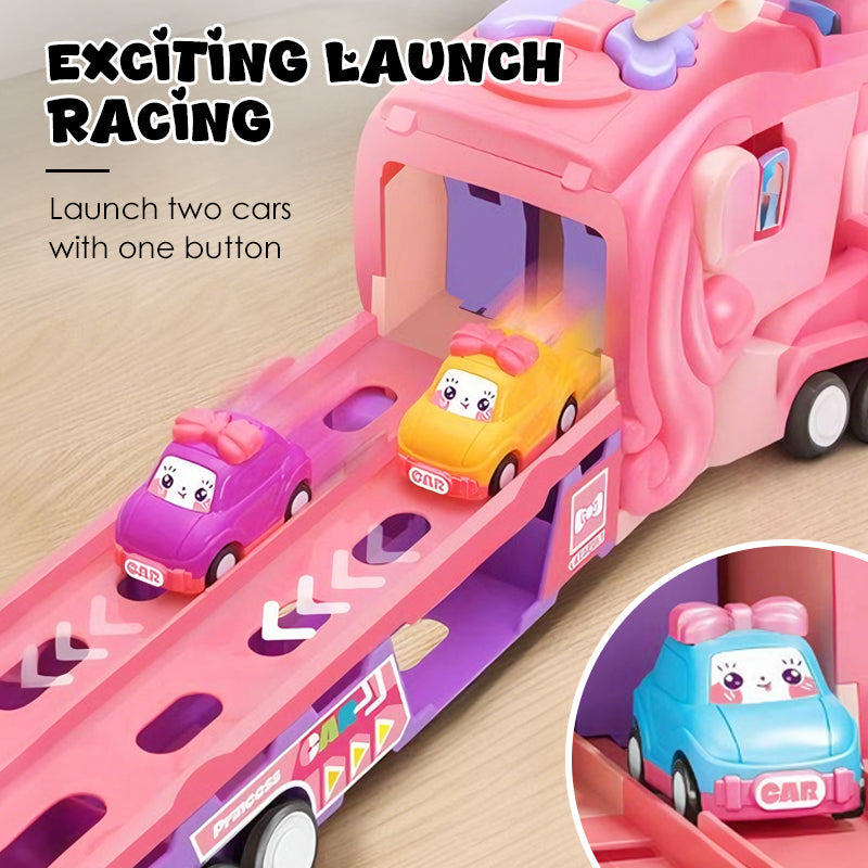 Kids' 2-in-1 Car Launcher Racing Truck Set