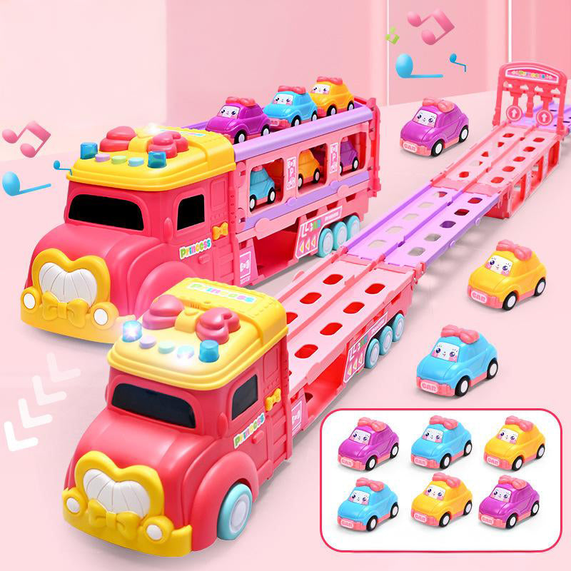 Kids' 2-in-1 Car Launcher Racing Truck Set