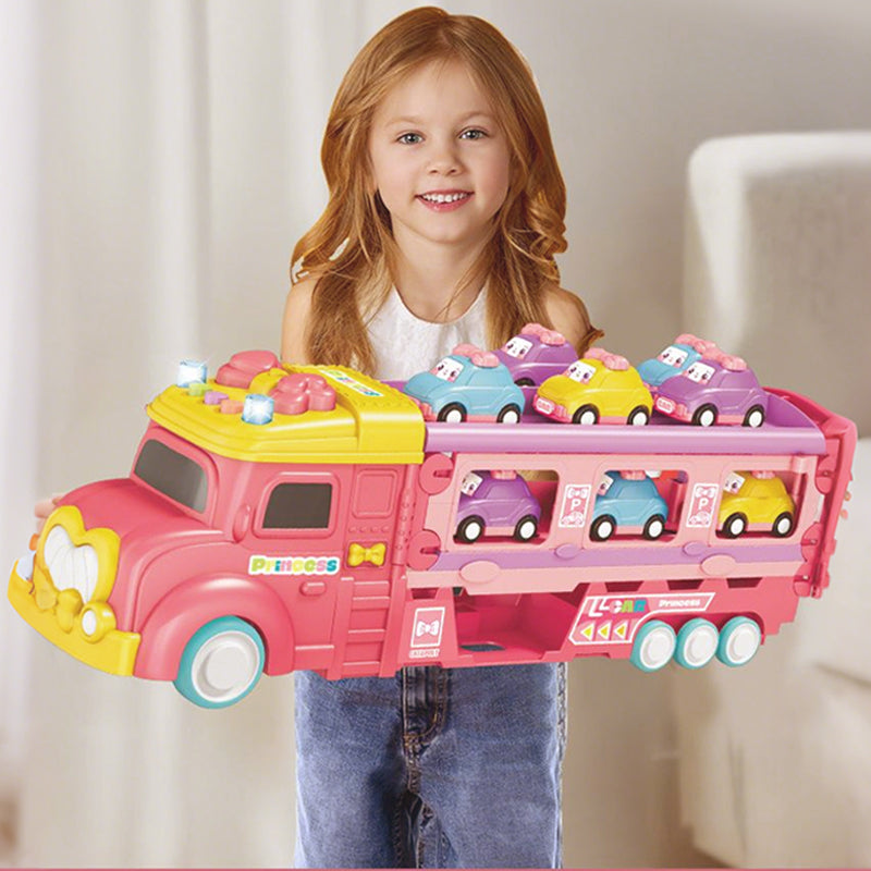 Kids' 2-in-1 Car Launcher Racing Truck Set