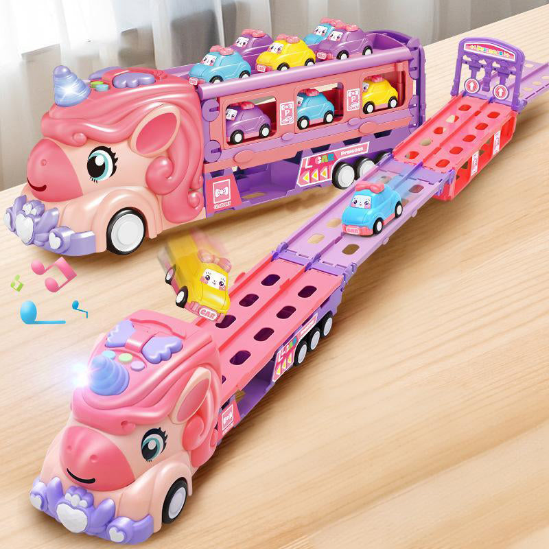 Kids' 2-in-1 Car Launcher Racing Truck Set