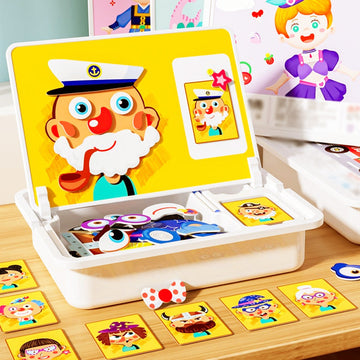 Kid's Magnet Puzzle Box with Game & Drawing Board