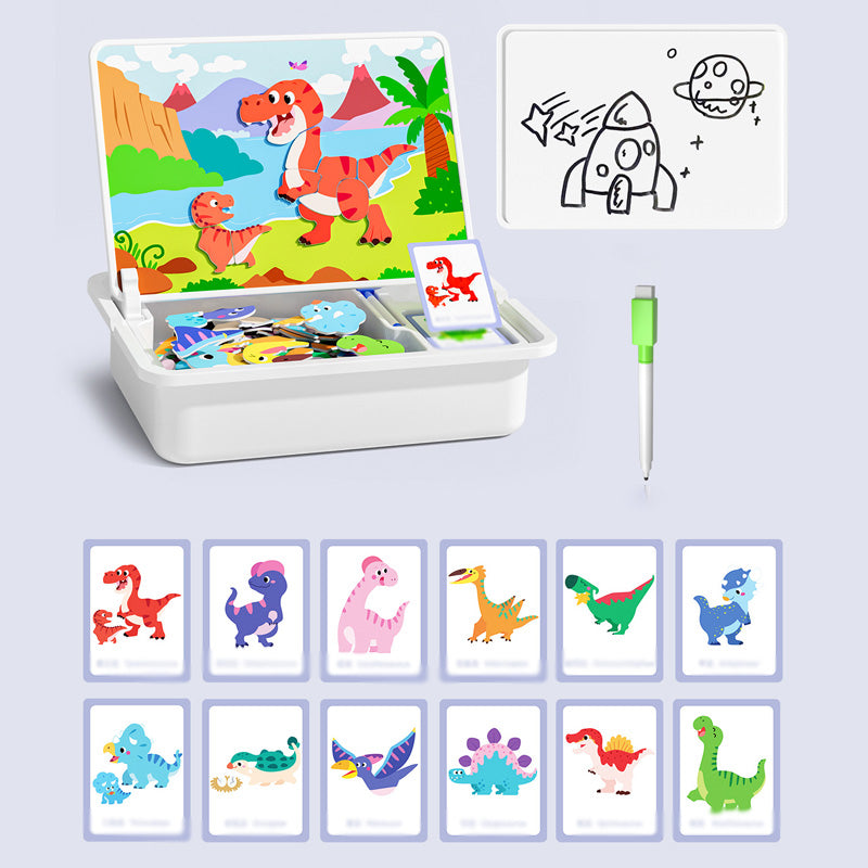 Kid's Magnet Puzzle Box with Game & Drawing Board