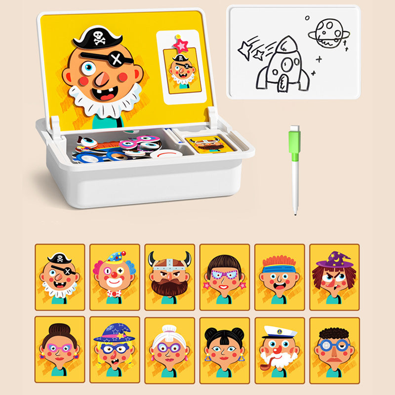 Kid's Magnet Puzzle Box with Game & Drawing Board